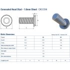 Zsákfuratba sajtolható menetes csap A2 passziválva M5x16