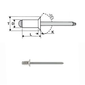   Popszegecs 7x6,7 süllyesztett fejű alu/acél, átfogás 2 - 4