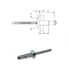  Popszegecs 4,8x14 dombor fejű acél/acél, átfogás 1,6-11,1