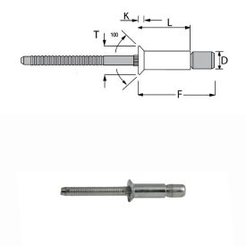   Popszegecs 4,8x16 süllyesztett fejű acél/acél, átfogás 3,2-12,2