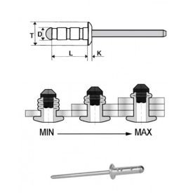   Popszegecs 3,2x9,5 dombor fejű alu/acél, MULTIFIX, átfogás 2 - 6,5