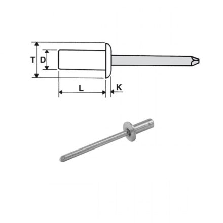 Popszegecs 3,2x12 dombor fejű acél/acél, átfogás 5 - 6,5