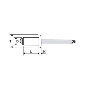   Popszegecs 4x11 dombor fejű réz-nikkel/A2, átfogás 5 - 7,5, nyitott