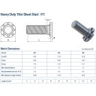 Besajtolható menetes csap, nagyszilárdságú kötésekhez, vékony fémlemezhez M8x20